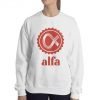 Alfa Gildan 18000 Unisex Heavy Blend Crewneck Sweatshirt Front Woman White