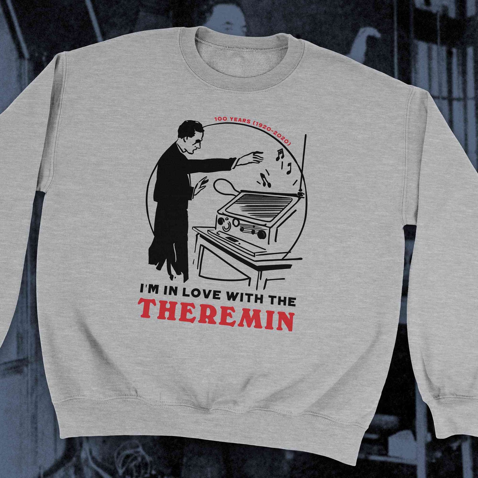 I m in love with the theremin Gildan 18000 Sport Grey Detail