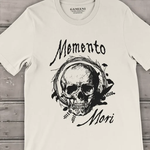 Memento Mori BellaCanvas 3001 Detail Front Natural