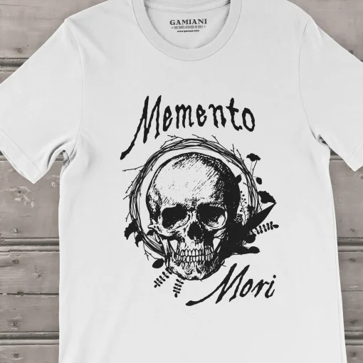 Memento Mori BellaCanvas 3001 Detail Front White